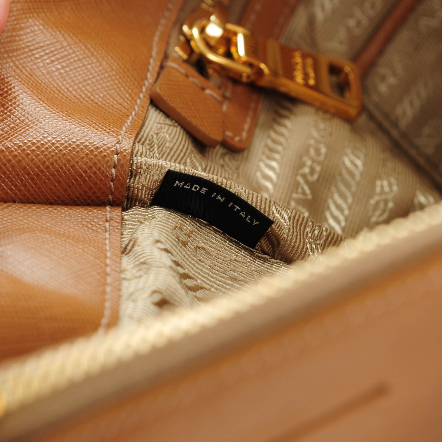 Prada Saffiano Large Galleria Double Zip Tote Caramel 7 of 9