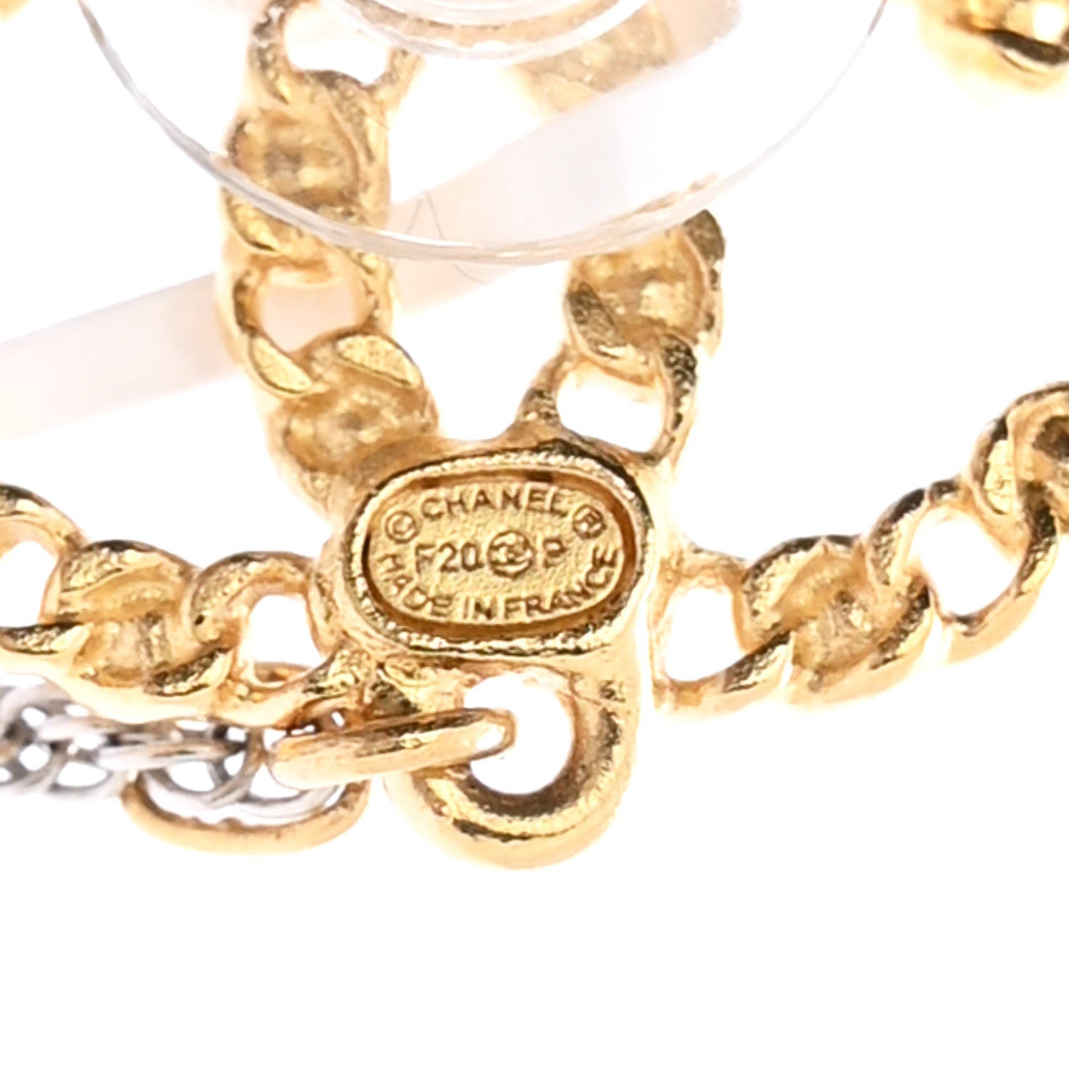 Chanel Crystal CC Chain Cuff Single Earring Gold Silver 4 of 5