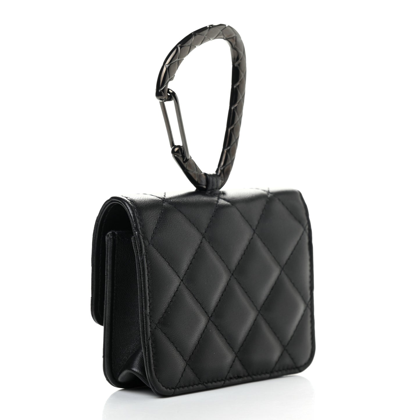 Lambskin Quilted CC Hook Card Holder So Black