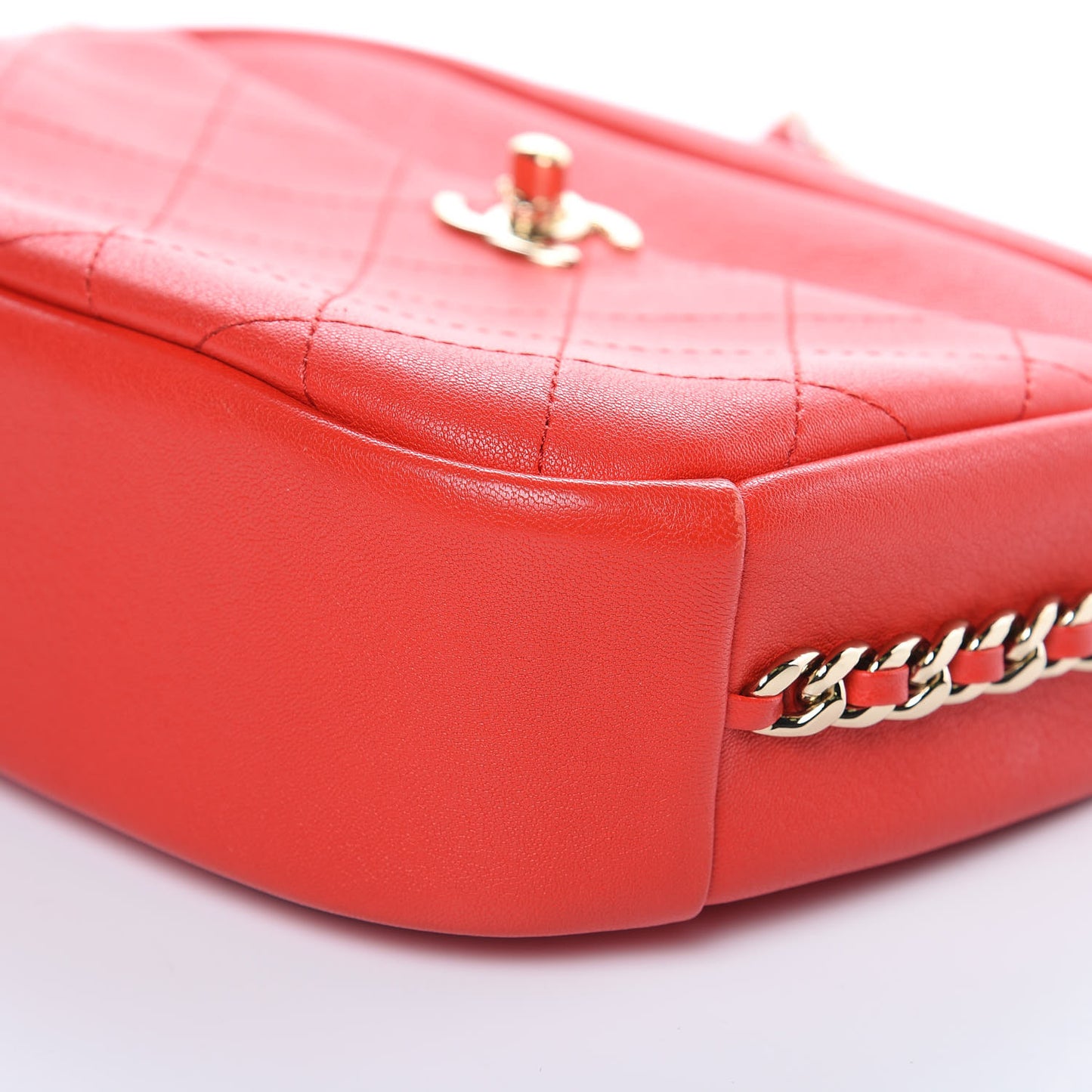 Goatskin Quilted Large Casual Trip Camera Case Bag Red