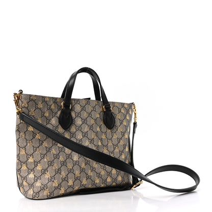 Gucci Soft GG Supreme Monogram Bees Small Crossbody Tote Beige Oro Black 3 of 10
