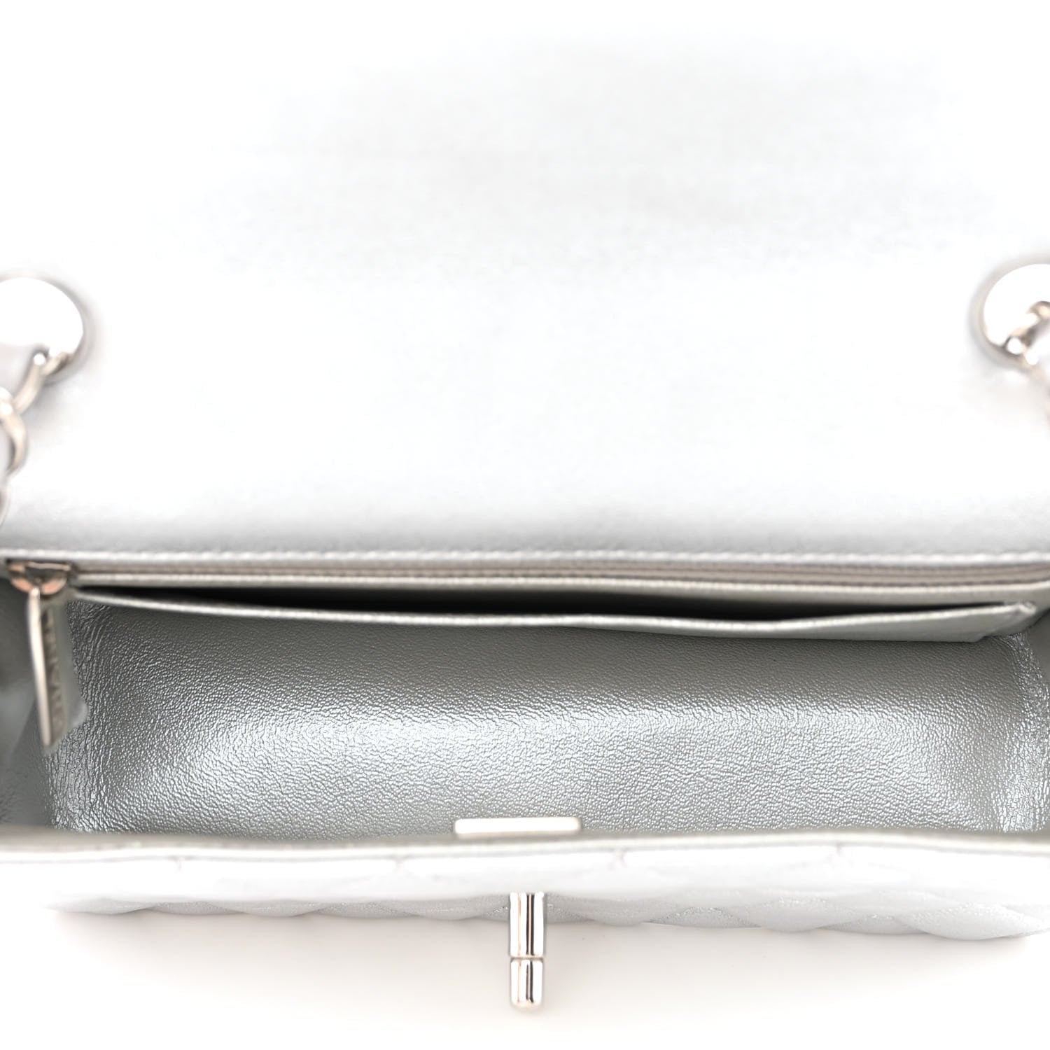 Chanel Metallic Lambskin Quilted Mini Rectangular Flap Silver 5 of 11