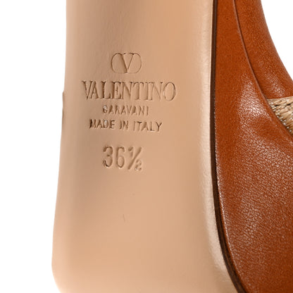 Valentino Garavani Jacquard Raffia Cherryfic Vlogo Ankle-Strap 115mm Platform Sandals 36.5 Natural Red 7 of 9