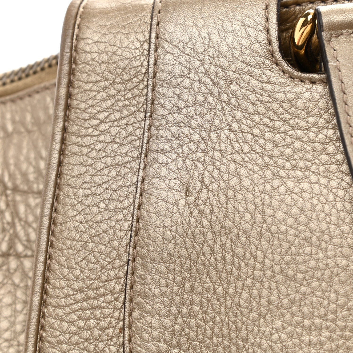 Gucci Metallic Pebbled Calfskin Medium 1973 Top Handle Satchel Golden Beige 18 of 18
