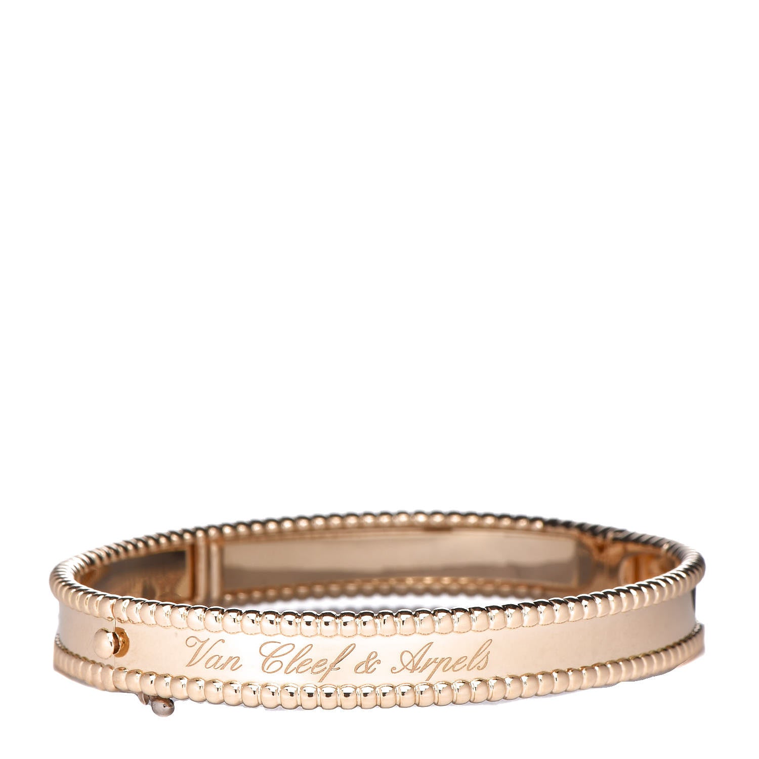 Van Cleef & Arpels 18K Yellow Gold Perlee Signature Bangle Bracelet S 1 of 8