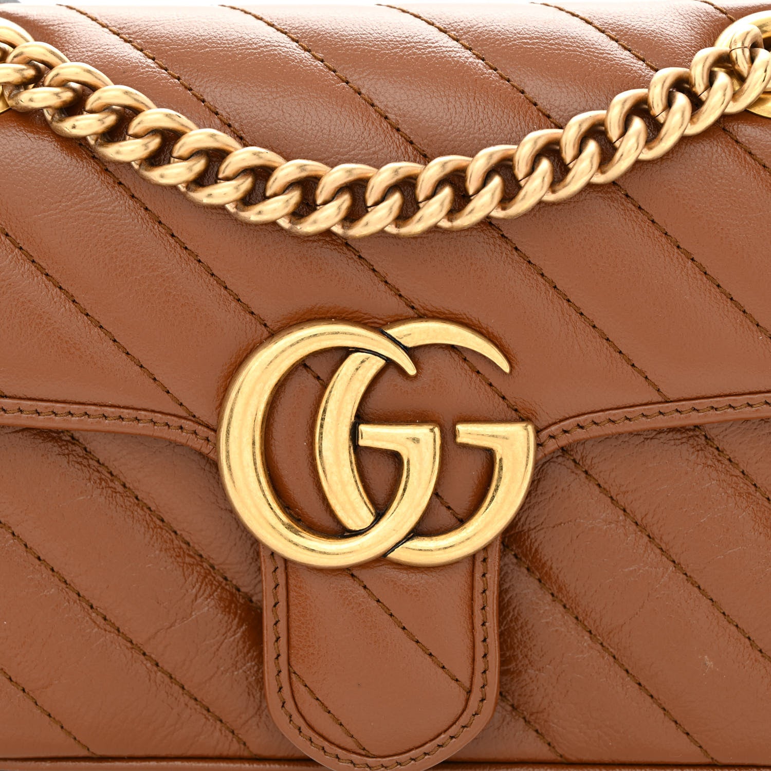 Gucci Azalea Calfskin Matelasse Diagonal Mini GG Marmont Shoulder Bag Cuir 8 of 10