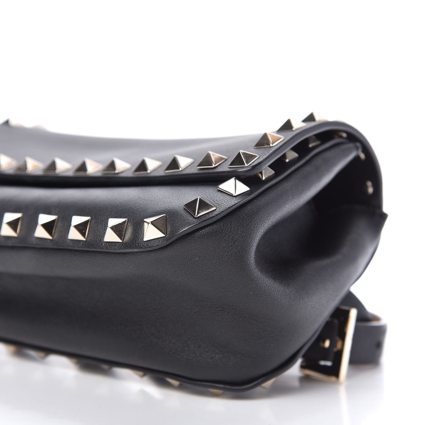 Calfskin Rockstud Belt Bag Black