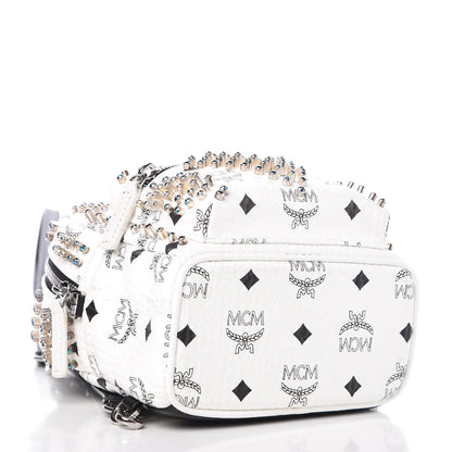 MCM Visetos Stud Mini Stark Backpack White 4 of 10