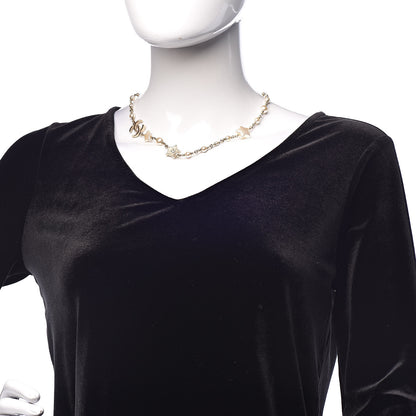 Chanel Metal Resin Pearl Star CC Necklace Gold 2 of 6