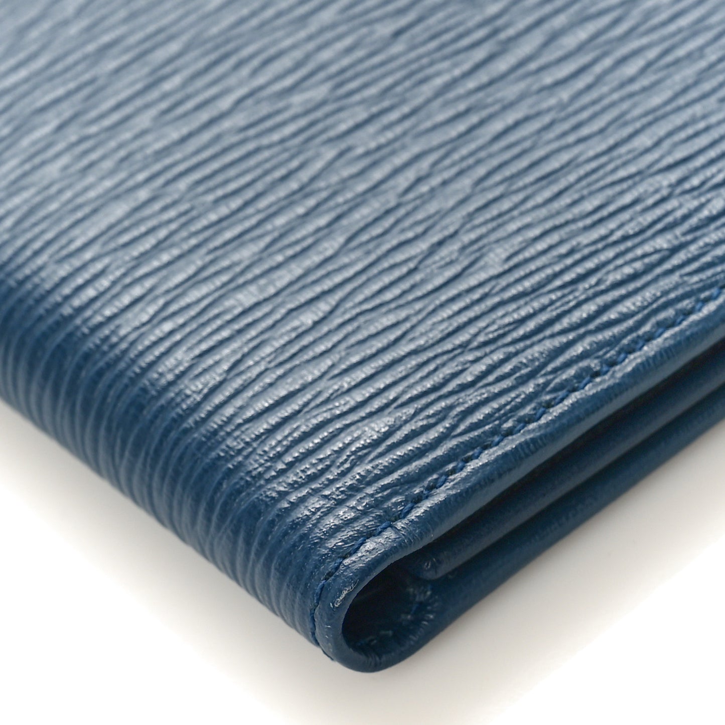 Stamped Calfskin Gancini Revival Bi-Fold Wallet Blue