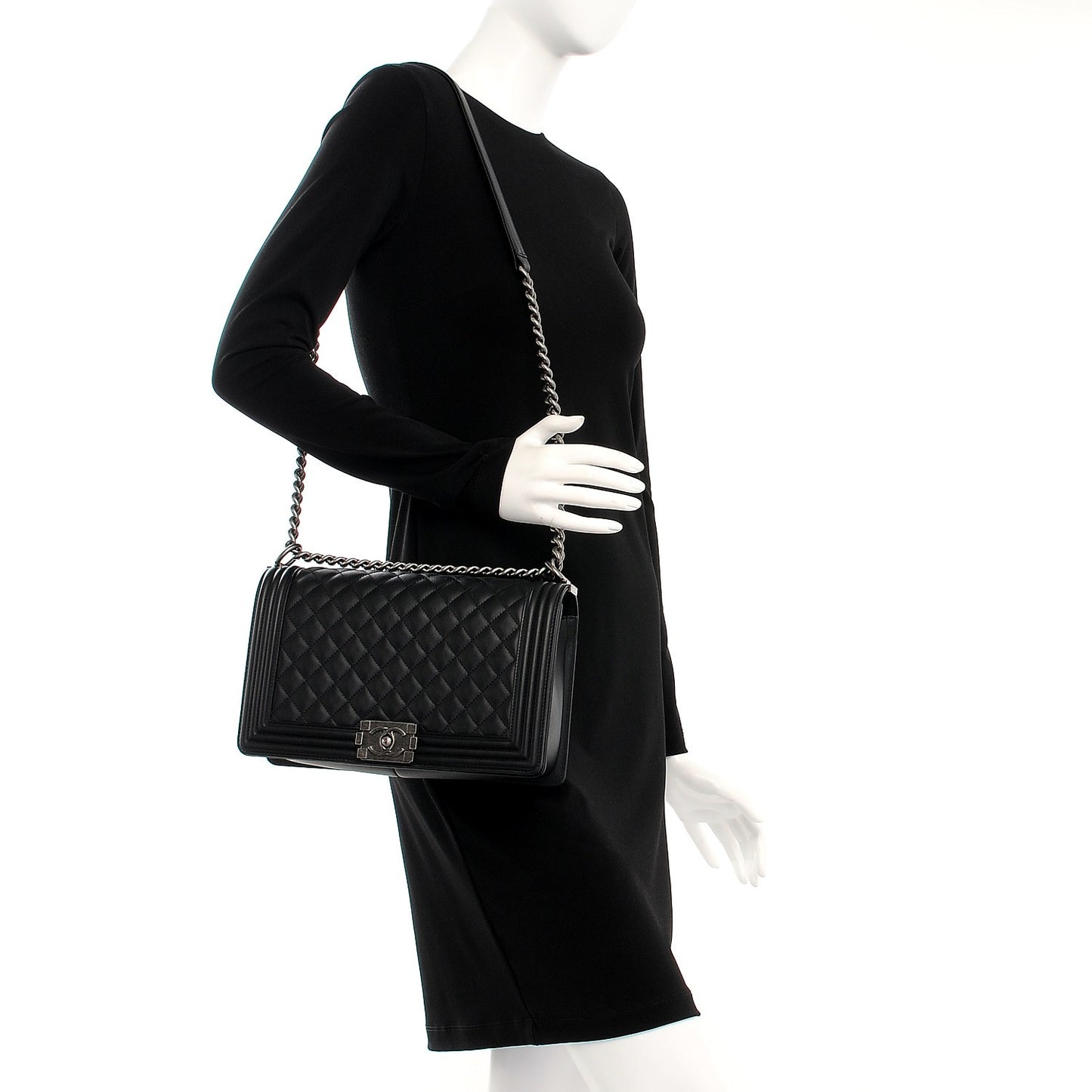 Calfskin Quilted New Medium Boy Flap Black