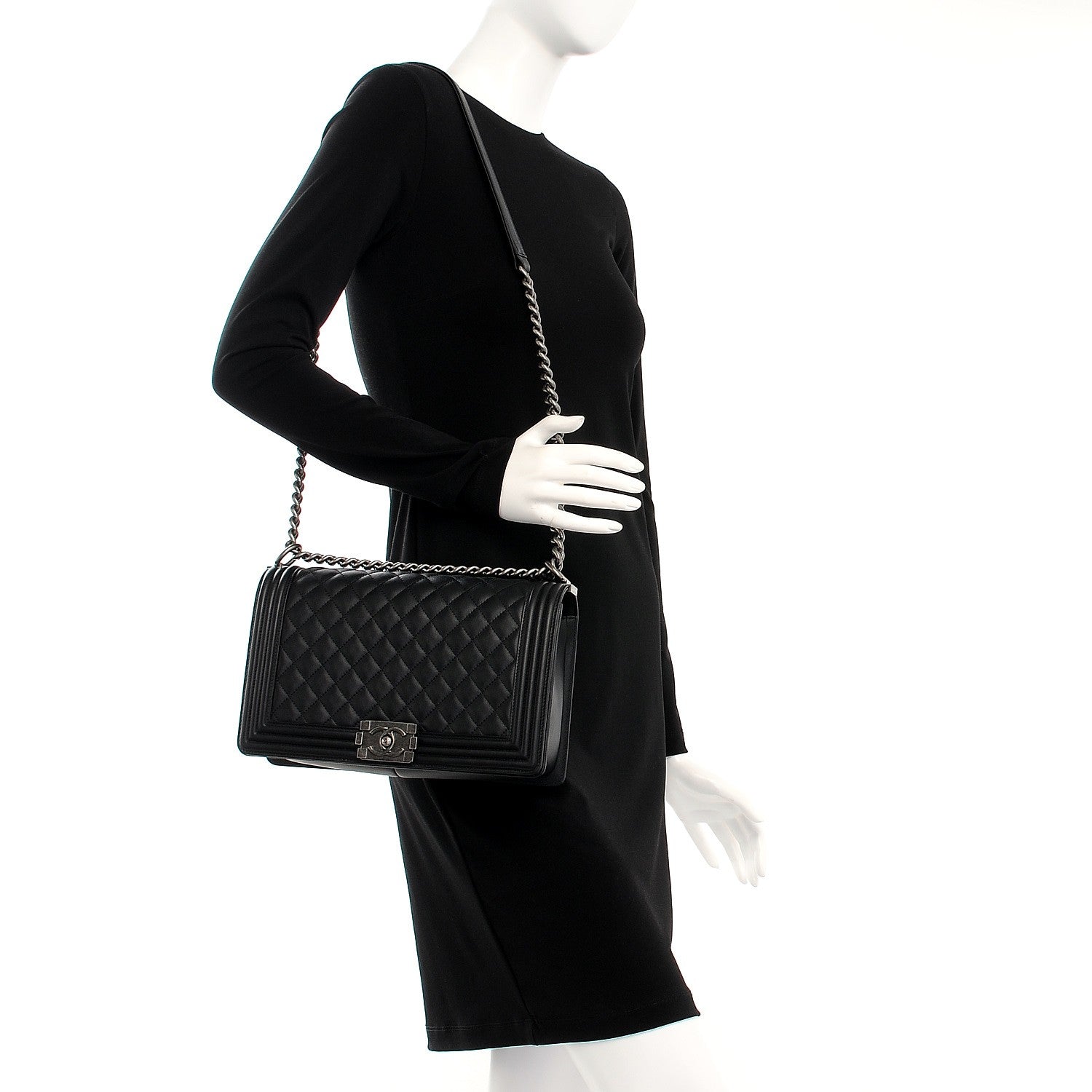 Chanel Calfskin Quilted New Medium Boy Flap Black 2 of 8