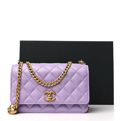 Chanel Caviar Quilted Sweetheart Wallet On Chain WOC Light Purple 10 of 10