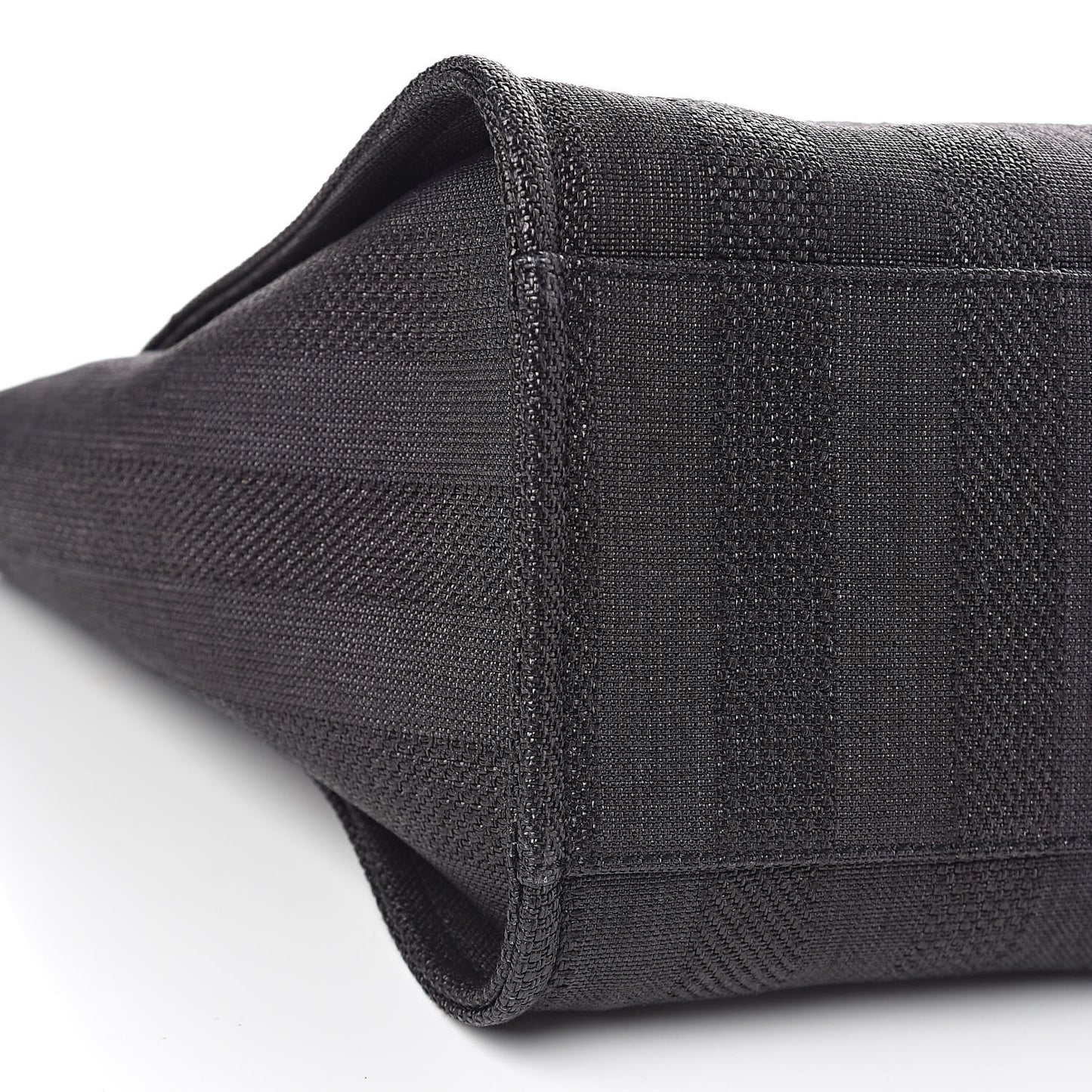 Mixed Fibers Calfskin Striped Medium Deauville Tote Black