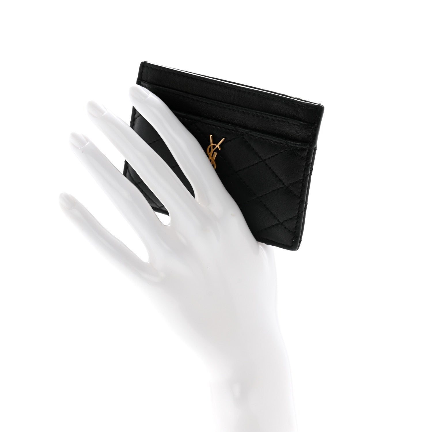 Saint Laurent Lambskin Quilted Gaby Credit Card Case Black 2 of 11