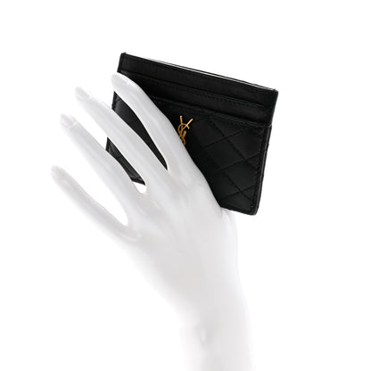 Saint Laurent Lambskin Quilted Gaby Credit Card Case Black 2 of 11