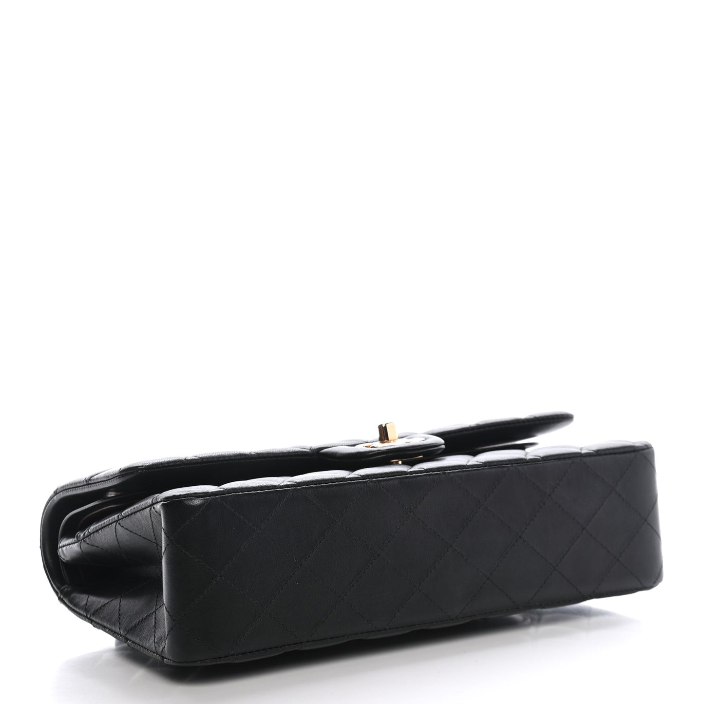 Lambskin Quilted Medium Double Flap Black
