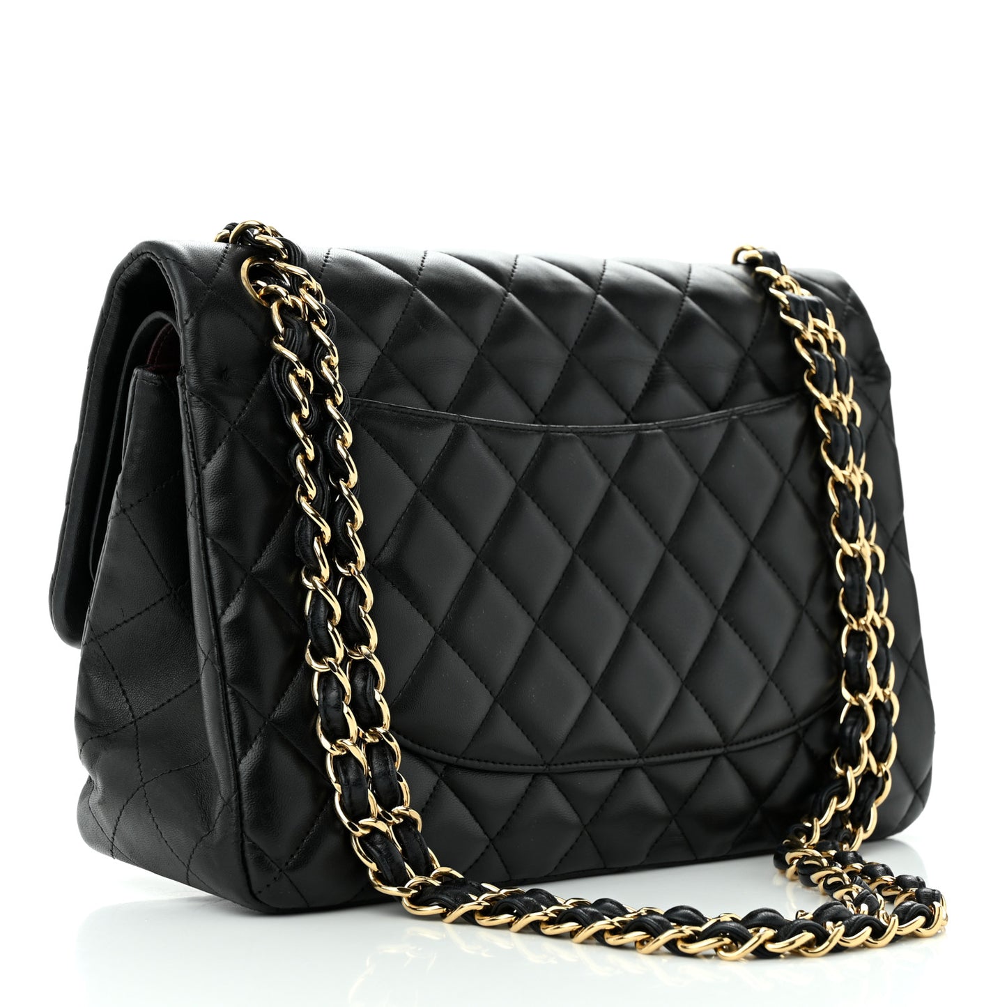 Lambskin Quilted Jumbo Double Flap Black