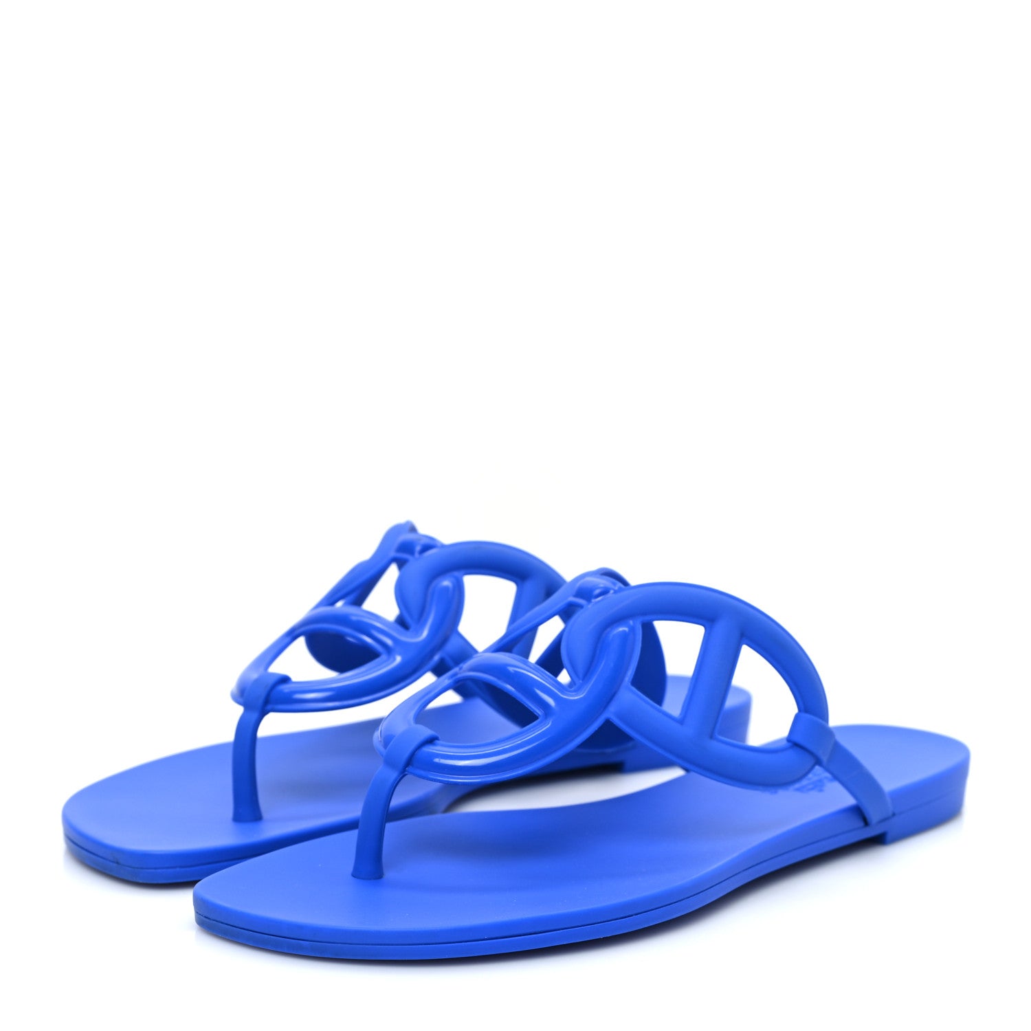 Hermes Rubber Womens Egerie Sandals  37 Bleu Outremer 3 of 9