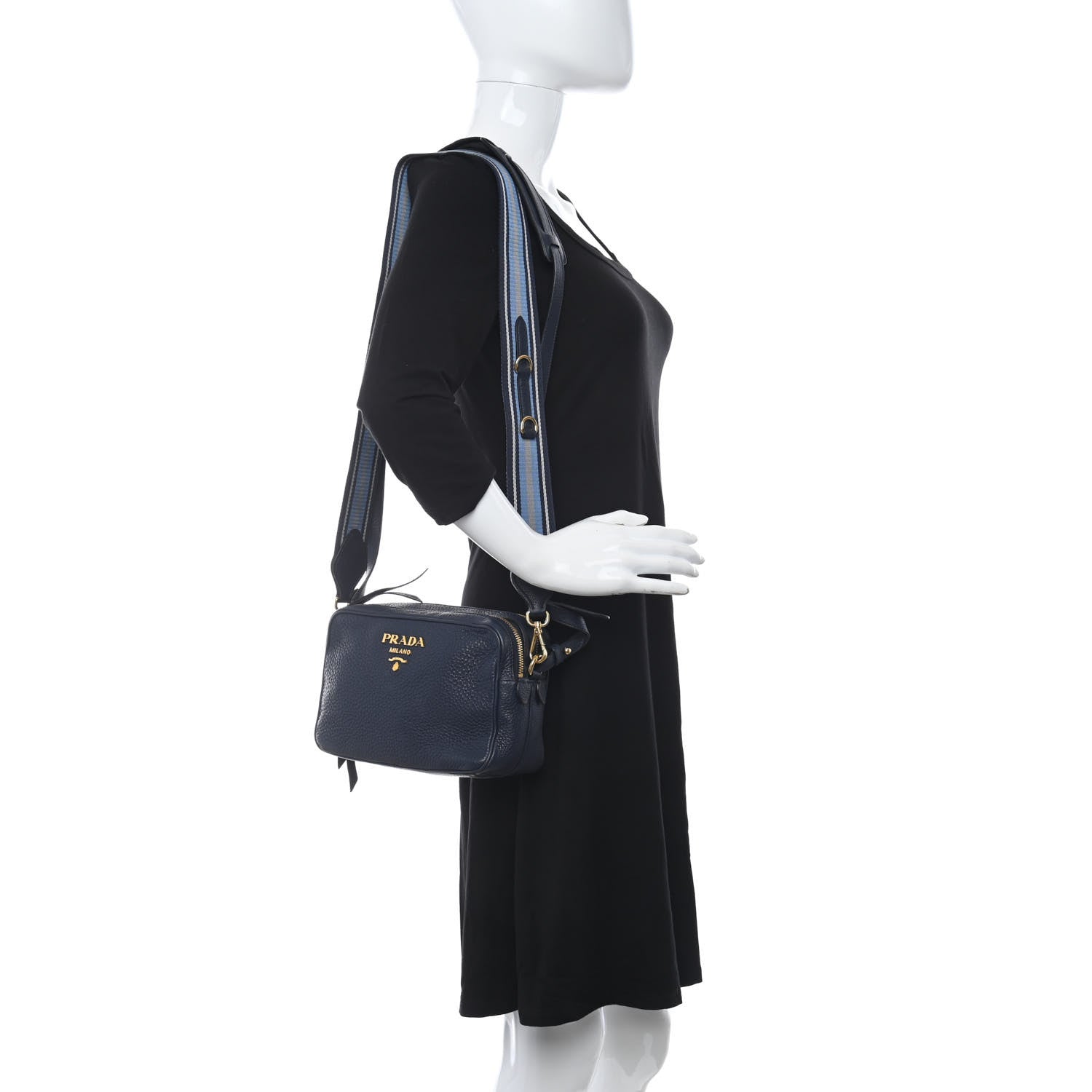 Prada Vitello Daino Medium Double Zip Shoulder Bag Baltico 2 of 12