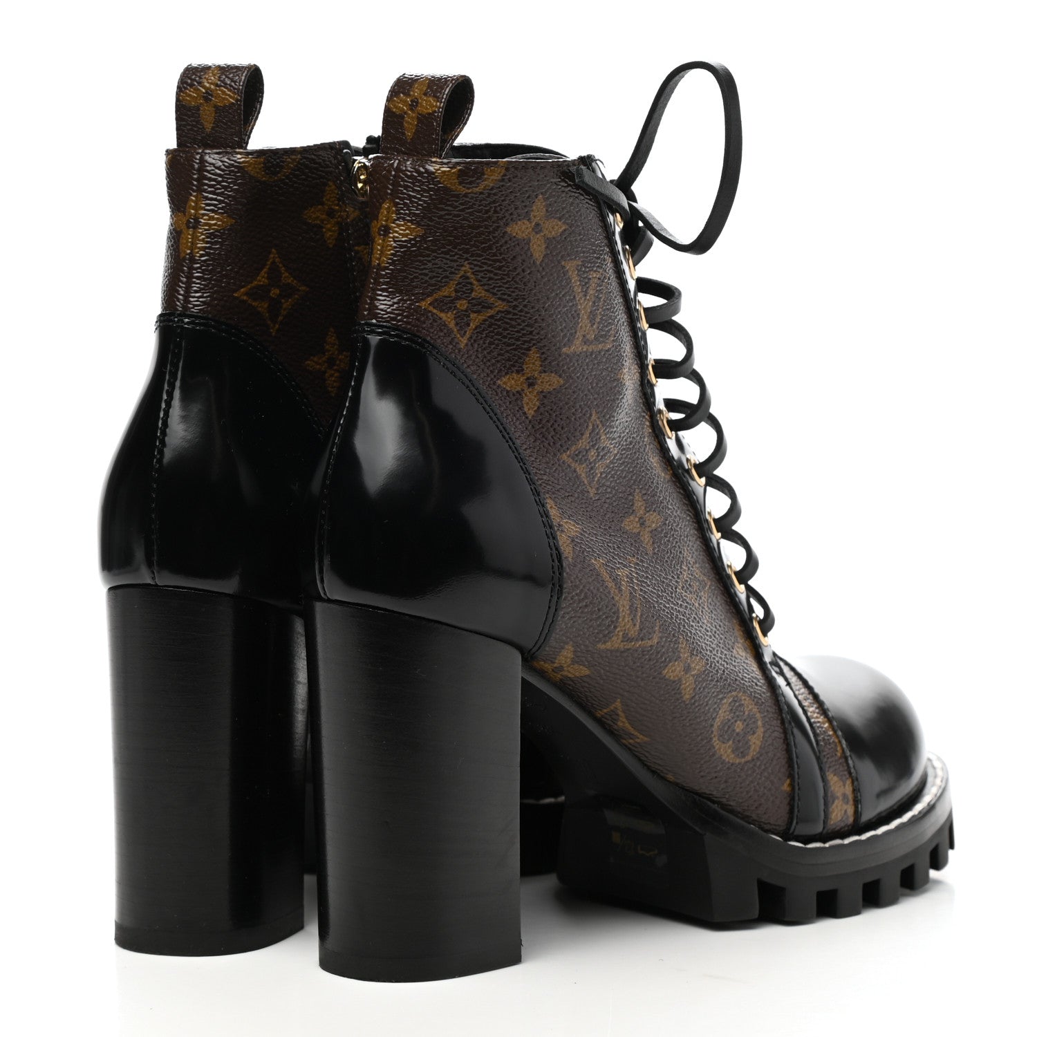 Louis Vuitton Patent Calfskin Monogram Star Trail Ankle Boots 38.5 Black 4 of 9