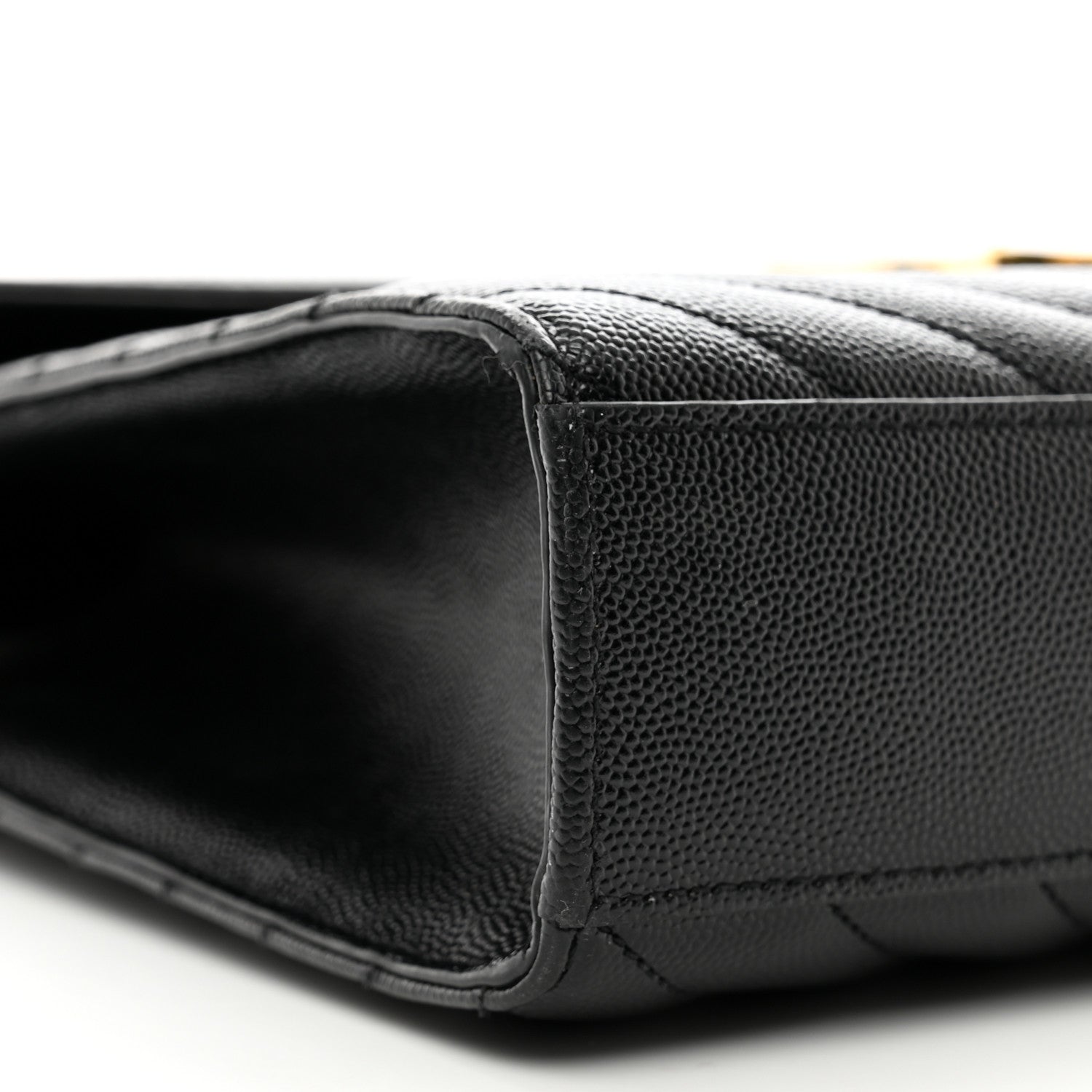 Saint Laurent Grain De Poudre Matelasse Chevron Large Monogram Satchel Black 9 of 10