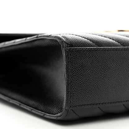 Saint Laurent Grain De Poudre Matelasse Chevron Large Monogram Satchel Black 9 of 10