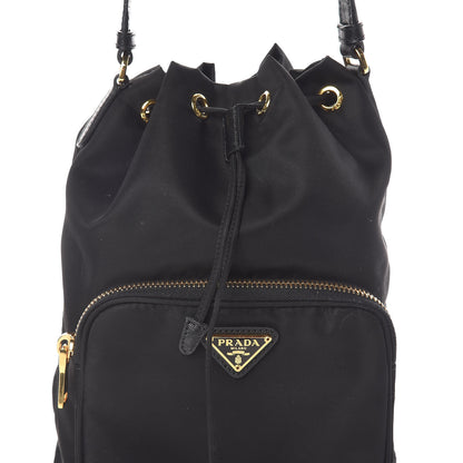 Prada Saffiano Tessuto Nylon Mini Bucket Crossbody Bag Black 7 of 9