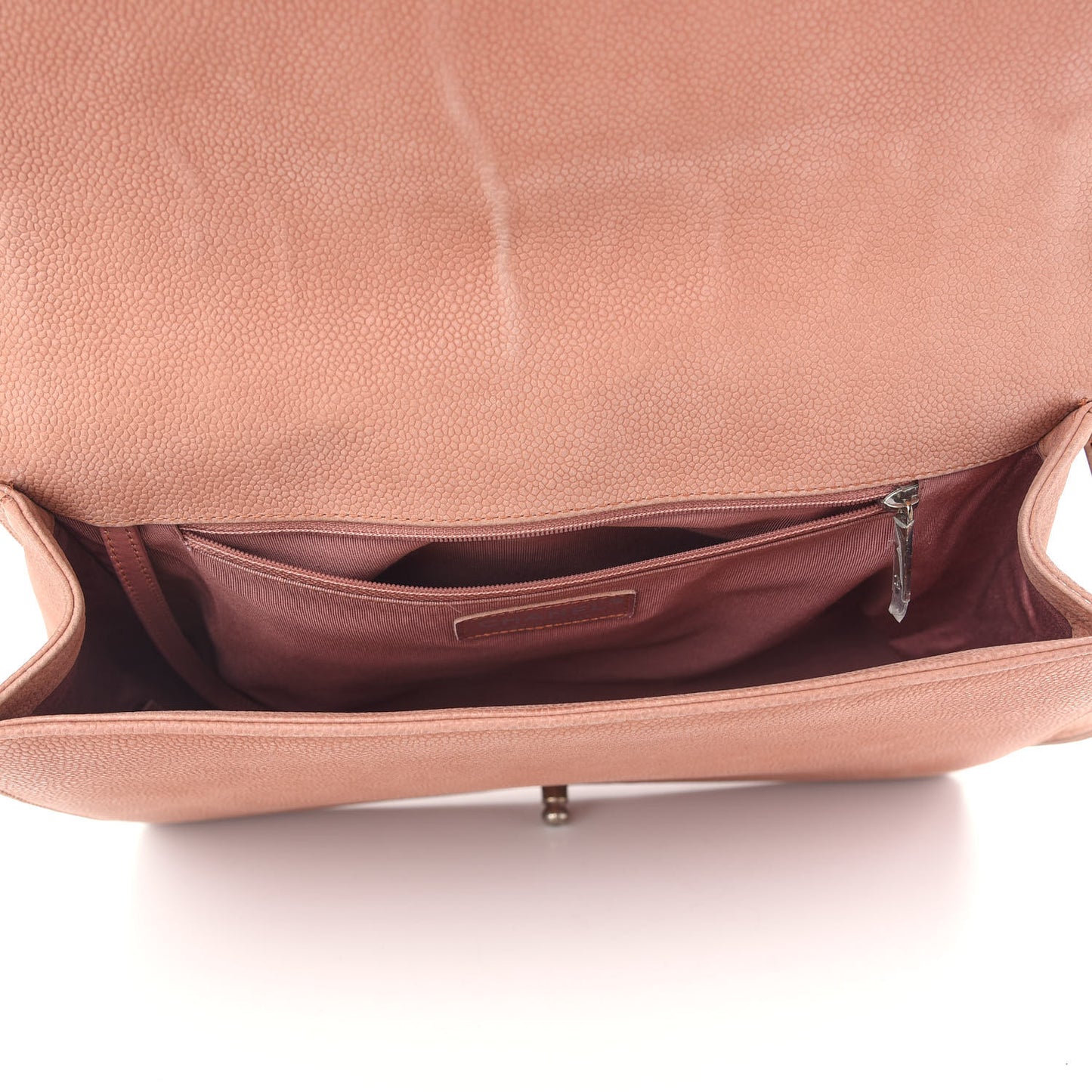 Iridescent Caviar Quilted Large Boy Flap Beige