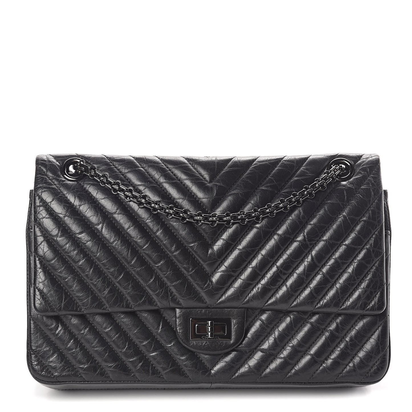 Aged Calfskin Chevron Quilted 2.55 Reissue 226 So Black