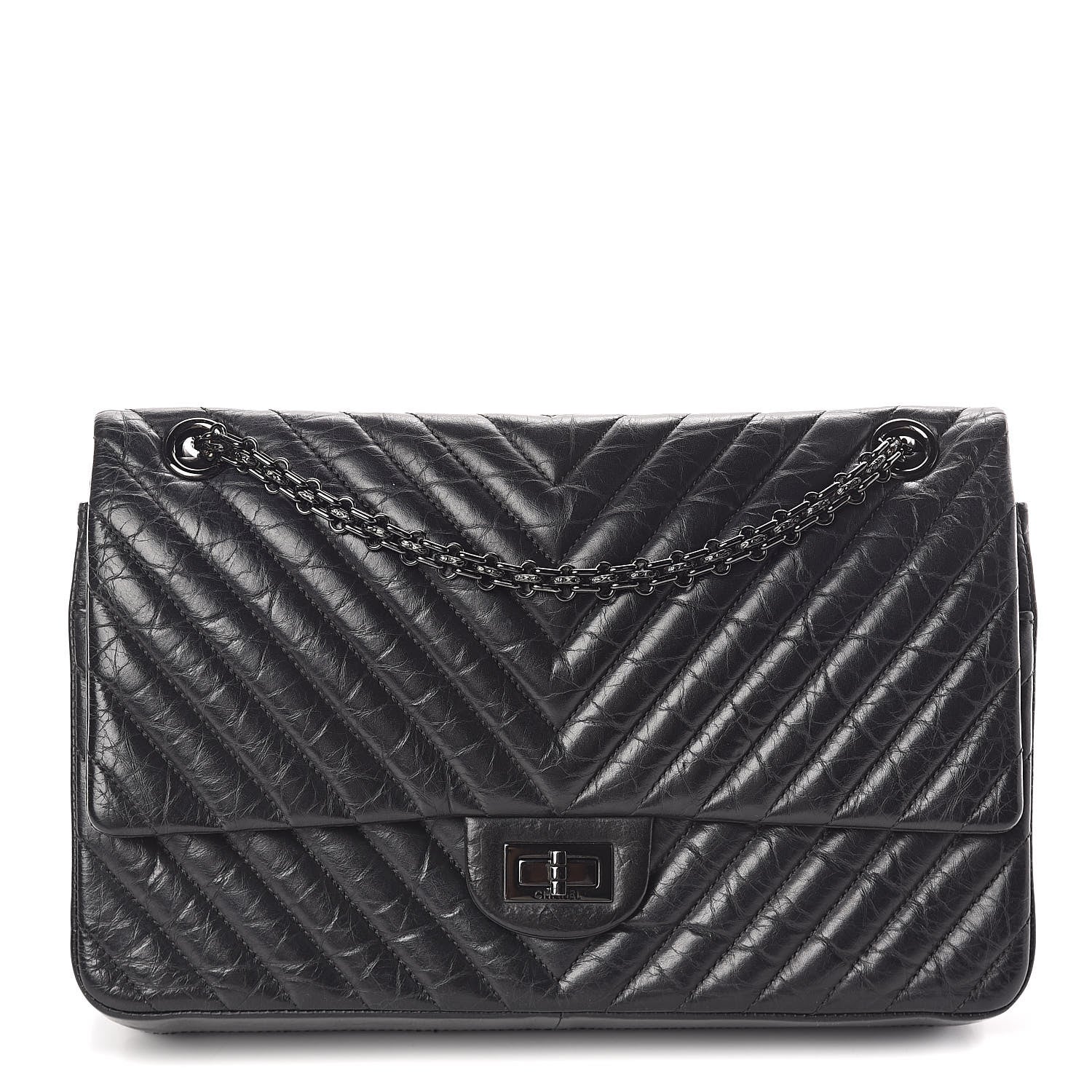 Chanel Aged Calfskin Chevron Quilted 2.55 Reissue 226 So Black 1 of 11