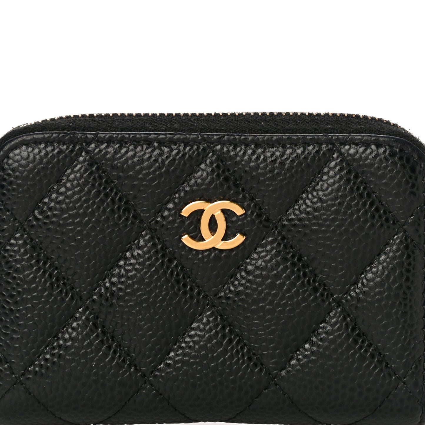 Caviar Quilted Zip Coin Purse Black