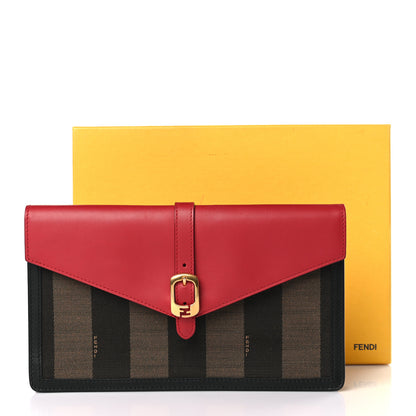 Fendi Pequin Vitello Large Chameleon Envelope Clutch Tobacco Rosso 12 of 12