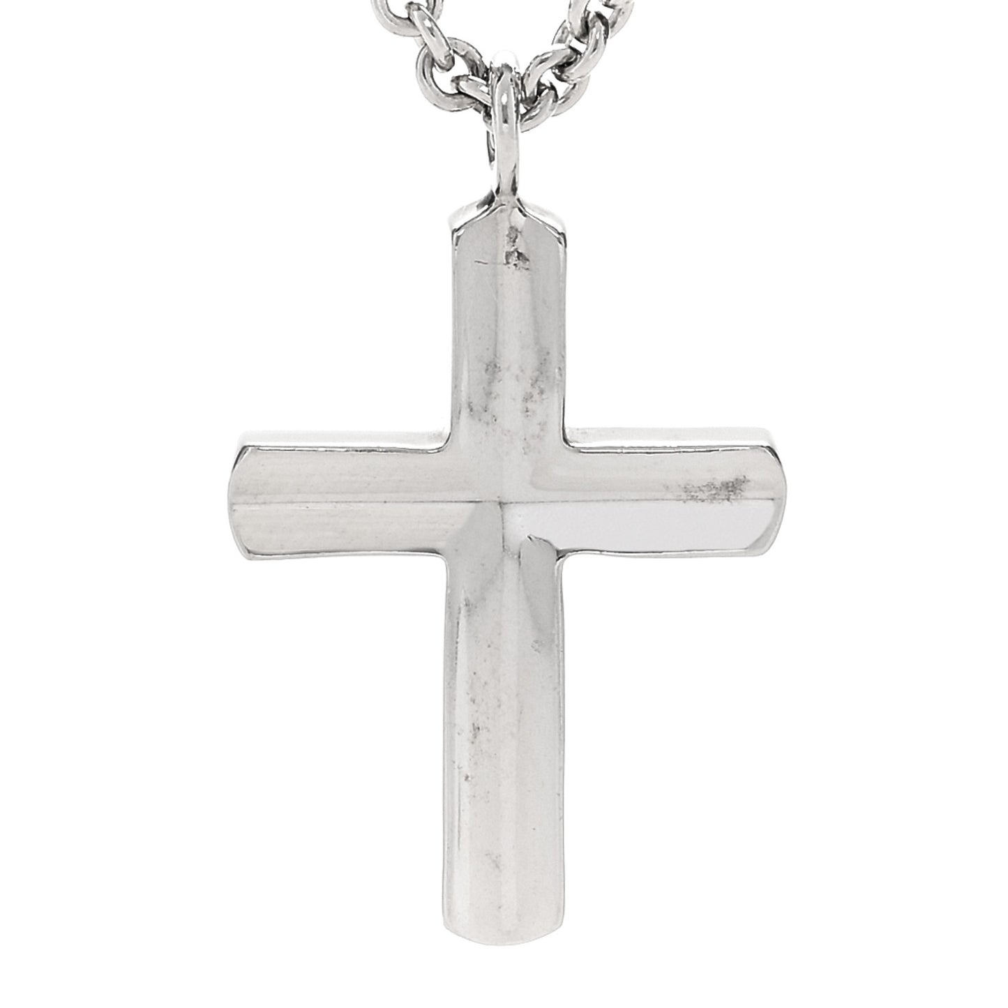 Sterling Silver Concave Cross Pendant Necklace