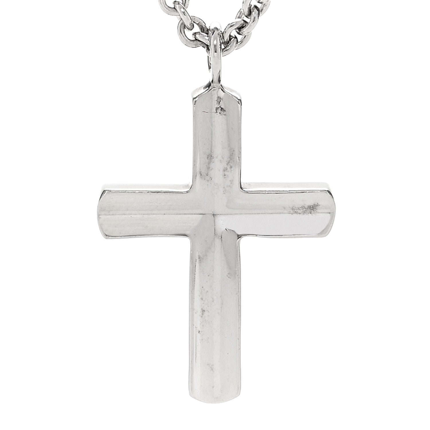 Tiffany Sterling Silver Concave Cross Pendant Necklace 4 of 6