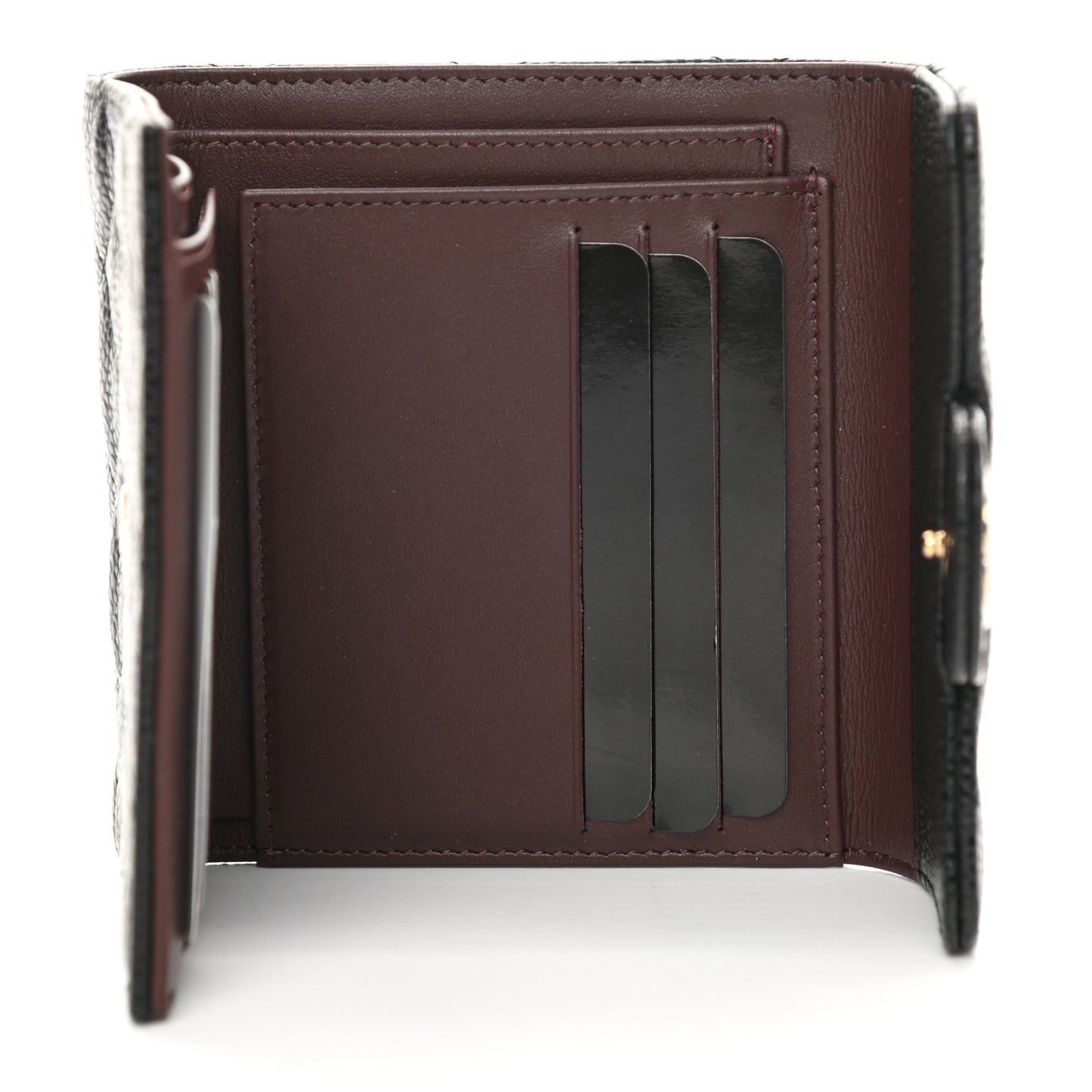 Caviar Quilted Compact Flap Wallet Black