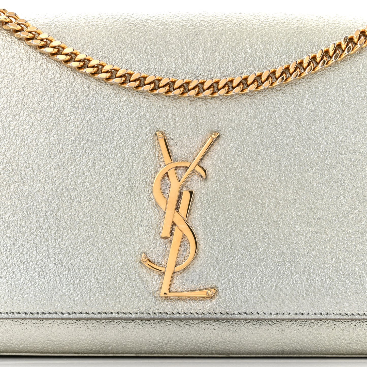 Metallic Calfskin Medium Classic Monogram Kate Satchel Pale Gold