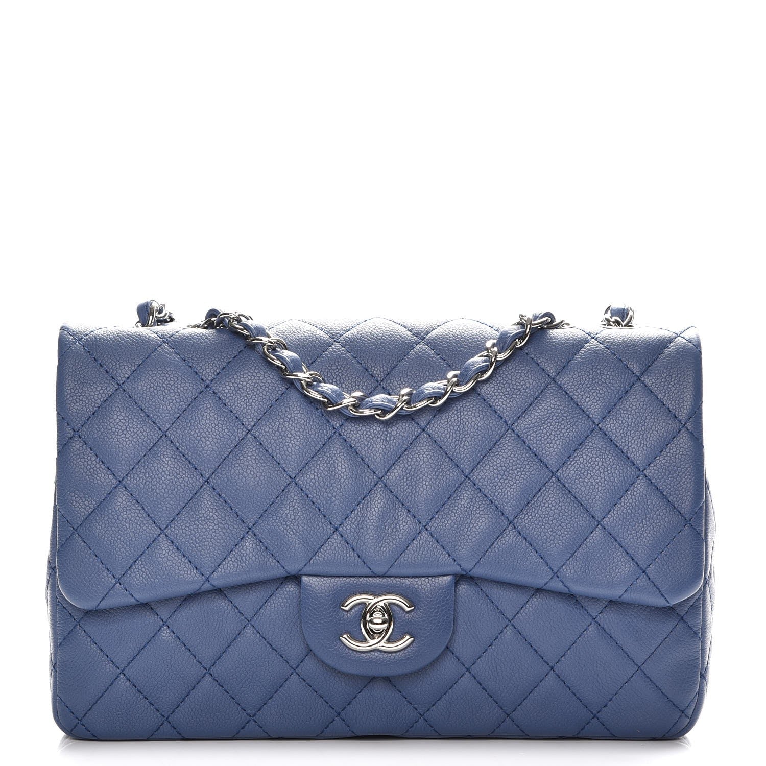 Chanel Washed Caviar Jumbo Single Flap Blue 1 of 8