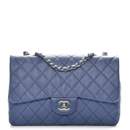 Chanel Washed Caviar Jumbo Single Flap Blue 1 of 8