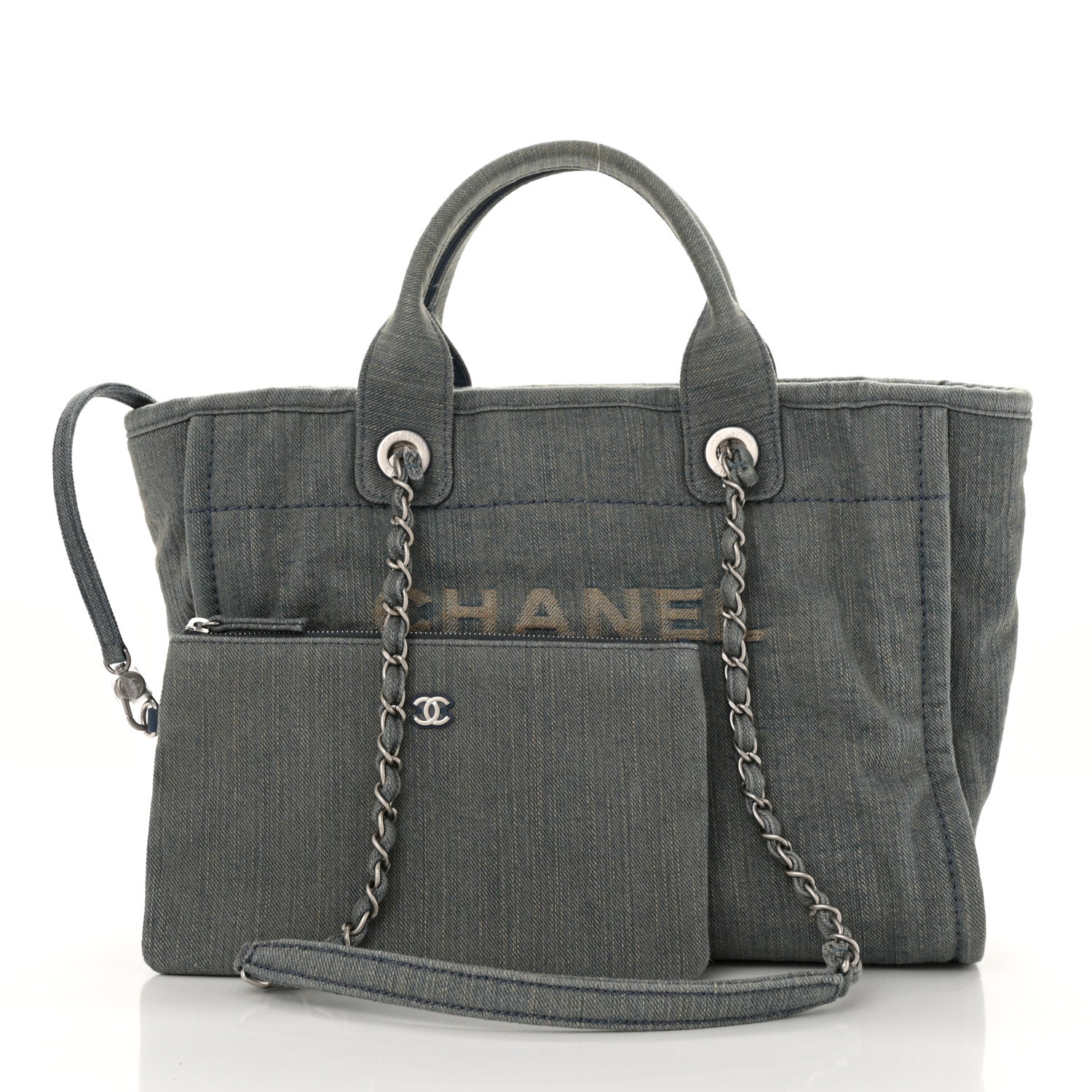 Chanel Denim Small Deauville Tote Light Blue 2 of 12