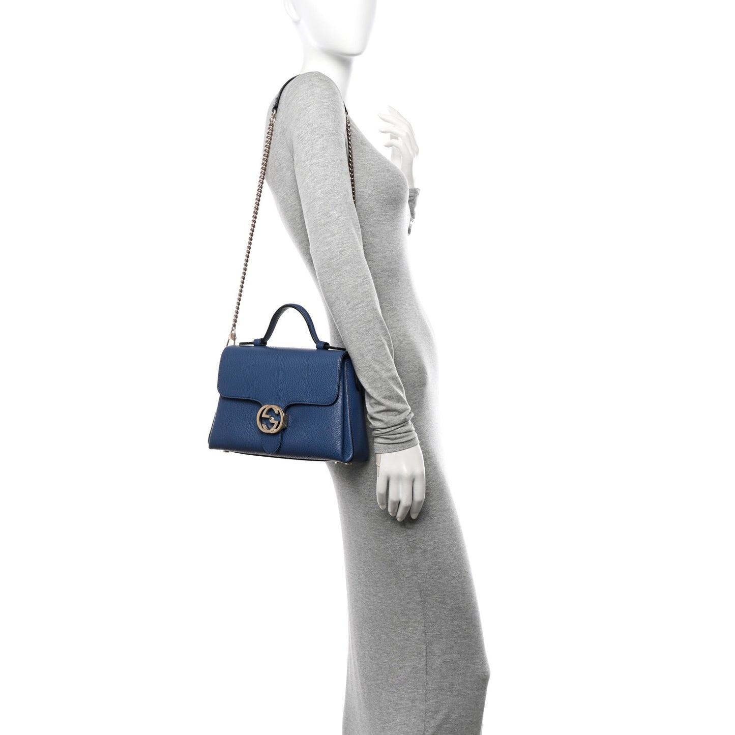 Dollar Calfskin Interlocking G Top Handle Shoulder Bag Caspian
