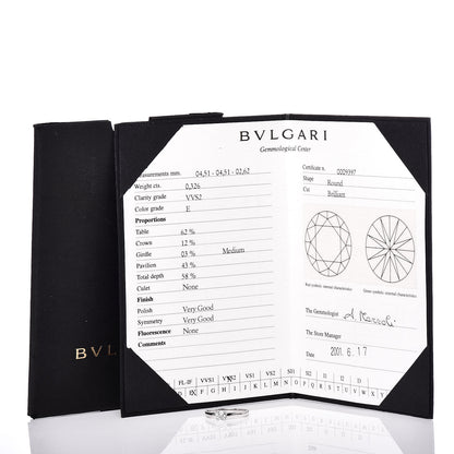 Bulgari Platinum Diamond .32ct Griffe Solitaire Engagement Ring 53 6.5 7 of 7