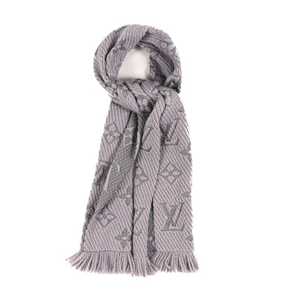 Louis Vuitton Wool Silk Logomania Scarf Pearl Grey 1 of 3