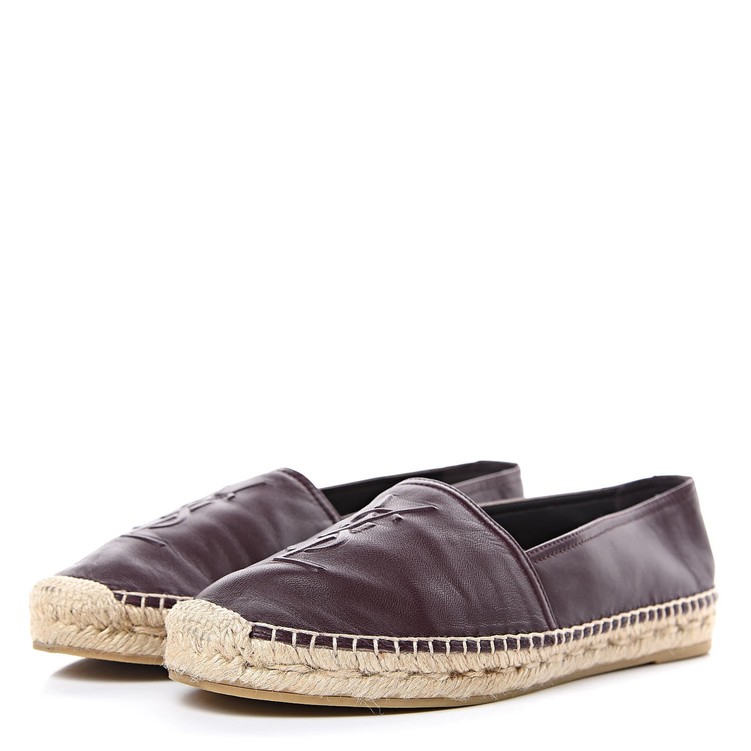 Saint Laurent Nappa Stitched Logo Espadrilles 38 Barolo 3 of 10