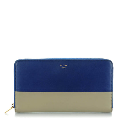 Celine Lambskin Large Zip Around Multifunction Wallet Indigo Beige 1 of 7