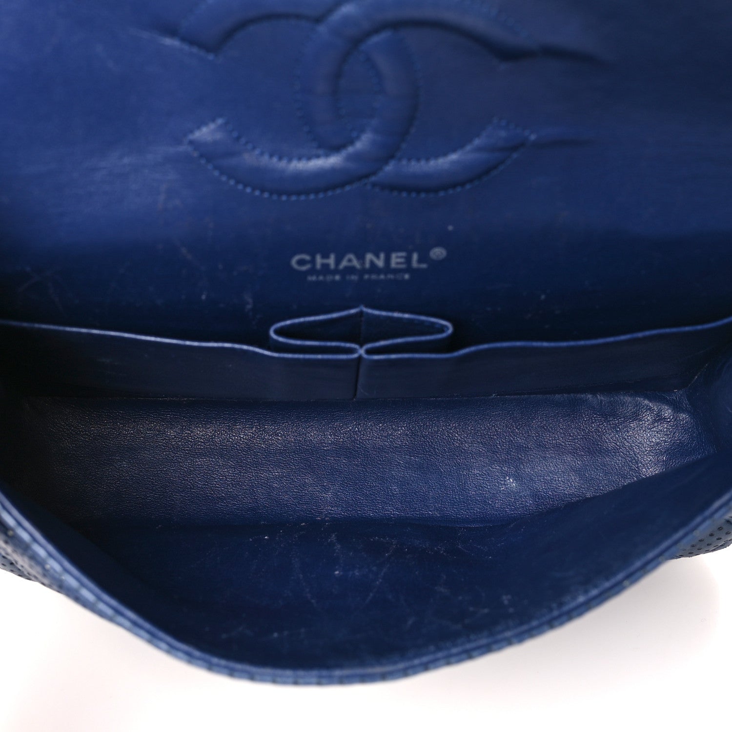 Chanel Lambskin Perforated Medium Double Flap Blue 5 of 14