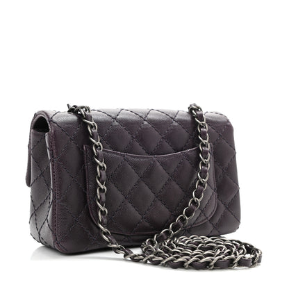 Chanel Caviar Quilted Mini Rectangular Flap Dark Purple 2 of 8