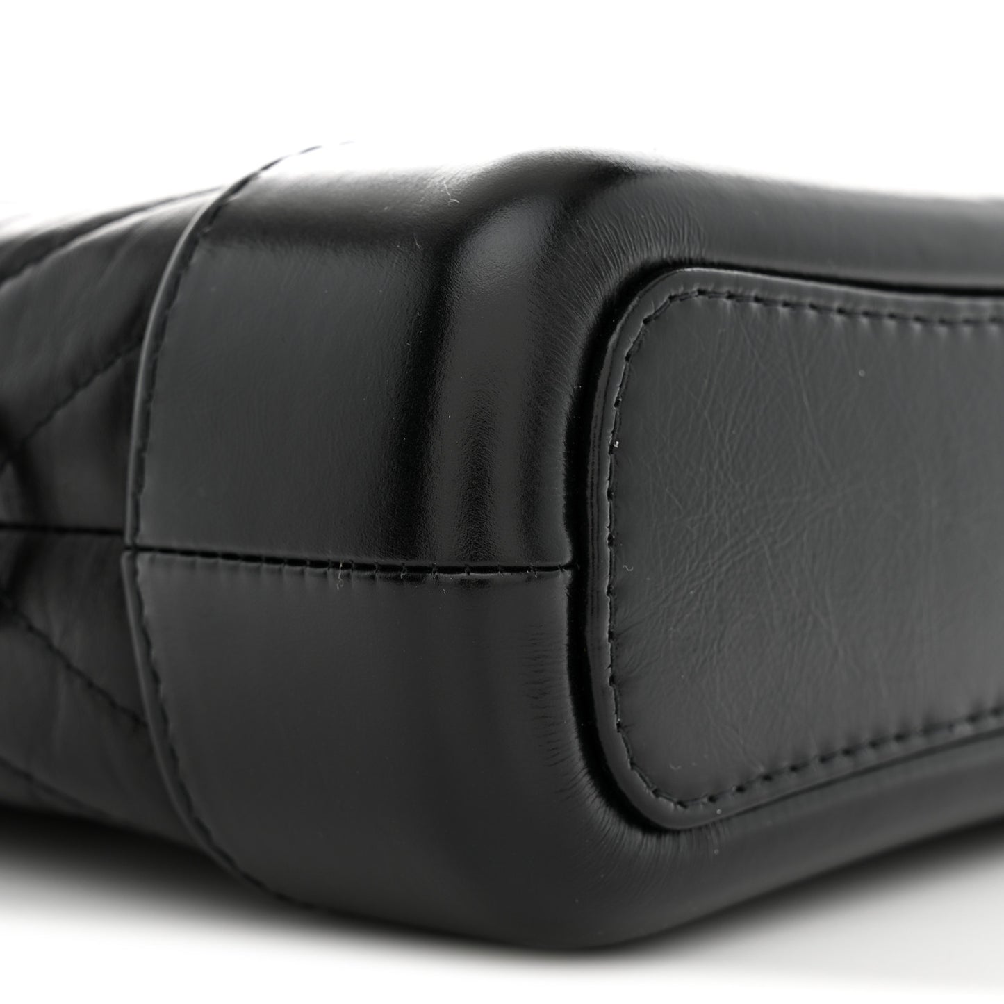 Aged Calfskin Chevron Quilted Small Gabrielle Hobo  Black