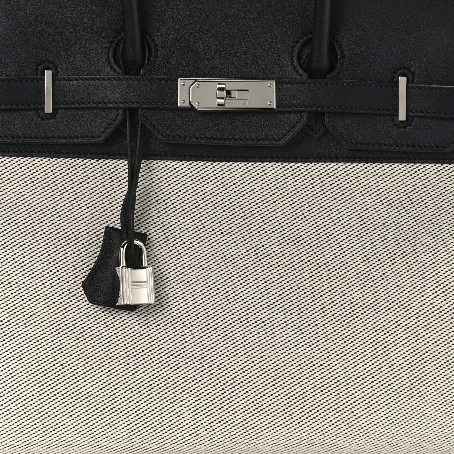 Hermes Swift Twill H Fray Fray Birkin 35 Black Ecru 7 of 10