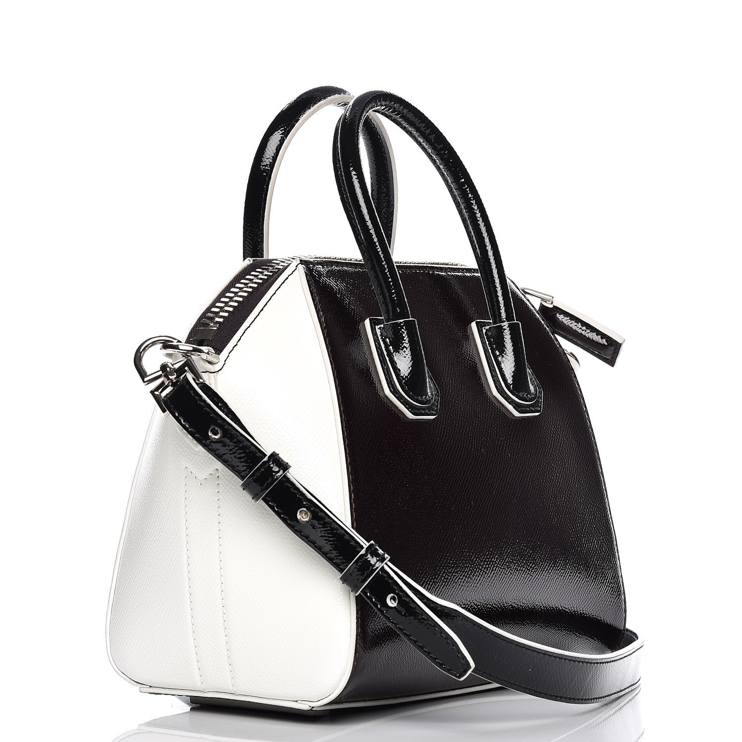 Givenchy Patent Mini Tri-Color Antigona Black White Brown 4 of 9